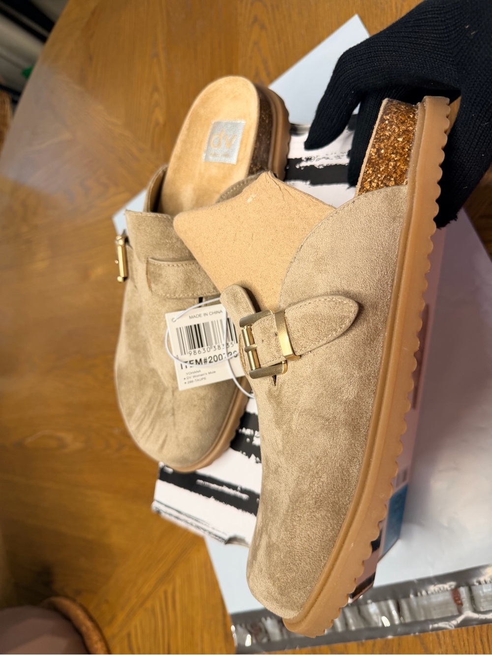 Dolce Vita Taupe Suede Buckle Mules
